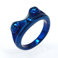 Niedlicher Glänzender Blauer Frosch-förmiger Edelstahl-Modeschmuckring Unisex Cartoon-Tier Fingerschmuck für Tägliches Casual- und Party-Tragen