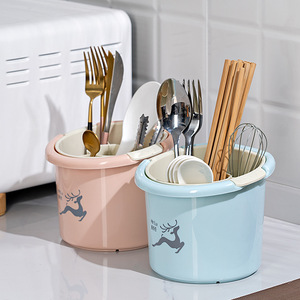 Yimei Double Layer Chopstick Holder Round Multifunctional Storage Bucket For Kitchen Tableware <b>Rack</b> - Product Image 3
