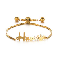 Ensemble de bijoux pour bébé avec nom personnalisé pour la date de naissance, collier, bracelet, boucles d'oreilles, bague en acier inoxydable plaqué or 18 carats, cadeau