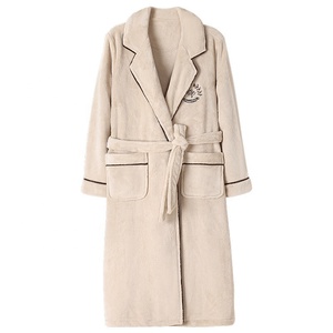 Peignoirs de bain et de <span class=keywords><strong>nuit</strong></span> unisexe en polaire et flanelle, doux et chauds, pour l'hiver et l'automne, pour femme et adulte, avec taille élastique, vente en gros - Product Image 2