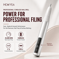 Stylo perceuse à ongles électrique sans fil HOWYEA 25000 tr/min, rechargeable, portable, lime à ongles pour manucure et pédicure, affichage LED, kit d'outils de salon