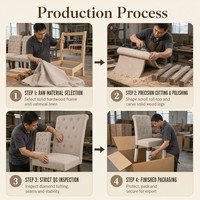Chaise de salle à manger capitonnée beige avec dossier boutonné et pieds en bois pour salon et cuisine, vente en gros, directement de l'usine