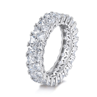 Bague en Moissanite Personnalisée en Gros d'Usine, en Argent Sterling 925, Coupe Cœur, Alliance Éternité pour Femme, Bijoux de Mariage et de Fiançailles