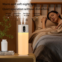 Humidificateur ultrasonique silencieux à double pulvérisation, alimenté par USB et piles, avec humidistat, portable pour la maison, la voiture et le bureau