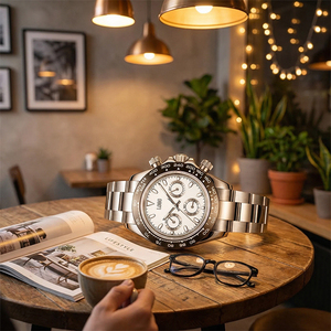Reloj de Pulsera de Cuarzo Luminoso a Prueba de Agua de Lujo con Logotipo Personalizado, Movimiento VK63, Reloj Cronógrafo de Cuarzo de Acero Inoxidable para Hombre - Product Image 6
