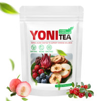 Teh Detoks Yoni Segar Tanpa Kafein Alami, Non-GMO, untuk Wanita, Kemasan Vakum