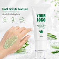 Scrub Wajah Pembersih Aloe Vera Asam Salisilat Private Label 50g, Eksfoliasi Lembut, Membersihkan, Menghaluskan, Mencerahkan, Membersihkan Secara Mendalam