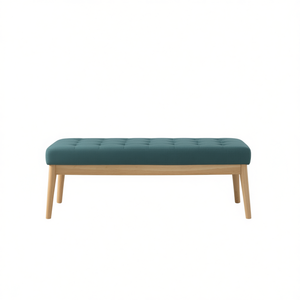 Otomana Escandinava Tapizada en Tela con Patas de Madera, Taburete Moderno para Sala de Estar, Muebles para el Hogar - Product Image 1