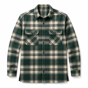 Chemise en flanelle à carreaux pour homme, manches longues, col rabattu, décontractée, automne, tissée, 100% coton, double brossage, respirante, anti-plis - Product Image 1