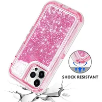 Coque de protection antichoc 3-en-1 à paillettes et sable mouvant ultra-résistante pour iPhone 15, 14, 13, 12, 11, 16 Pro Max, Plus, XS Max, XR, 7, 8 Plus