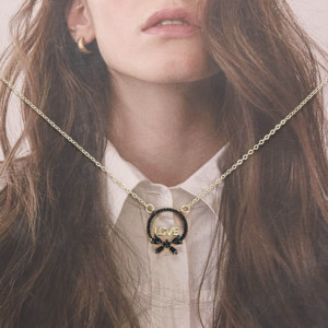 CM perhiasan grosir <span class=keywords><strong>14k</strong></span> liontin kalung emas hadiah laminado oro untuk wanita rantai kerah zircon hitam negra cinta liontin kucing - Product Image 6