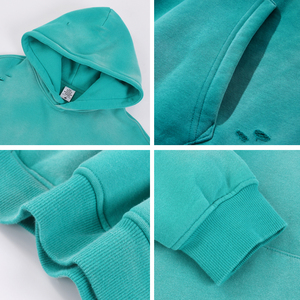 Venta al por mayor logotipo personalizado lavado ácido Unisex algodón de gran tamaño pesado primavera personalizado liso pulóver grueso polar sudaderas con capucha para hombre - Product Image 4