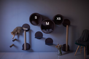 Meuble mural d'intérieur en bois massif durable personnalisé arbre à chat maison <span class=keywords><strong>avec</strong></span> étagère hamac ensemble de cadre d'escalade pour chat - Product Image 6