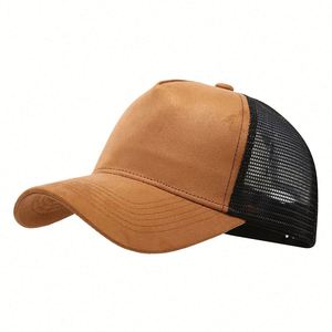 Gorra Trucker de Moda Primavera-Verano con Logotipo Personalizado, de Gamuza, Dos Tonos, con Orificios de Malla, para Hombre y Mujer, de 5 Paneles - Product Image 3