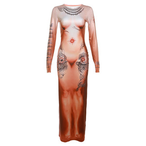 <span class=keywords><strong>SXE</strong></span> 2023 automne vêtements pour femmes mode Sexy impression numérique mince longue robe - Product Image 6