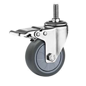 Roulettes de roue TPR à tige filetée légère de 1.5 ''2'' 3 ''avec freins en acier inoxydable - Product Image 6