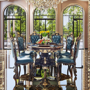 T66 # corona tavola rotonda classico europeo in legno massello ristorante mobili da tavola per uso domestico - Product Image 5