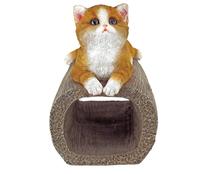 Statue de chat en résine de haute qualité, décoration de jardin, Statue à bec ouvert, couleur complète
