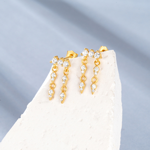 Pendiente de Plata de Ley 925 con Borla Larga, Diseño de Ojo de Caballo, con Zirconia, a la Moda - Product Image 4