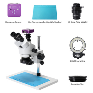 Microscopio de cámara digital 7X-45X 51MP con anillo de luz Led, microscopio trinocular estéreo para reparación de teléfonos, microscopio de soldadura - Product Image 3