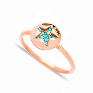 Diseño de estrella turquesa CZ piedra Linda delicada joyería fina anillo de racimo venta al por mayor hecho a mano 925 joyería de plata esterlina - Product Image 2