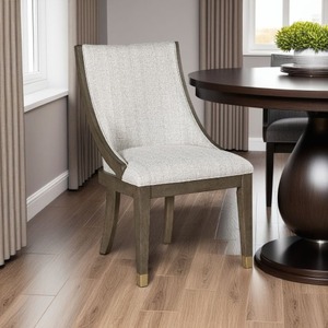 Chaises de salle à manger modernes écologiques rembourrées avec dossier, ensemble de 2 fauteuils Greta semi-déconstruits en métal doré pour appartement et hôtel - Product Image 1