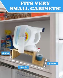 Support de rangement multifonctionnel en bambou à double niveau personnalisable pour l'organisation de la lessive en poudre et liquide dans la salle de bain - Product Image 5