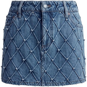 Professional Service Spring Summer New <b>Jeans</b> Skirt for Women Retro <b>Button</b> Pocket Zipper Crystal Pearls Lady Mini Skirts - Product Image 6