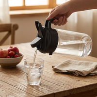 Carafe à eau en verre hermétique avec infuseur, grande capacité 1,8 L, anti-fuite, s'ouvrant à plat dans la porte du réfrigérateur, pour thé glacé et jus, avec couvercle