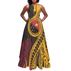Vestido Maxi sin Mangas con Estampado Tribal Tradicional <span class=keywords><strong>de</strong></span> Papúa Nueva Guinea, Tallas Grandes, Venta al por Mayor, Vestidos Casuales Suaves - Product Image 4
