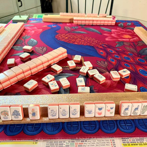 Juego de Mahjong Americano Acrílico Rosa de <span class=keywords><strong>4</strong></span> Capas, 160 Fichas con Jokeres Adicionales, Puntos, Rayos, Vientos y Flores - Product Image 5