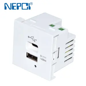 NEPCI Factory 45*45mm 5V4.2A Cargador de pared USB Puerto A C con luz LED Módulo USB para caja de piso y caja de mesa XJY-USB-17E-3-AC