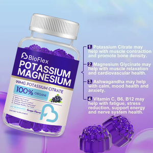 Gomitas de Potasio y Magnesio con Fórmula de Marca Blanca al por Mayor, con Vitamina C y Extracto de Raíz de Ashwagandha para el Apoyo Muscular y un Mejor Sueño - Product Image 6