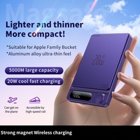 Batterie externe compacte ultra-fine 5000 mAh à chargement rapide magnétique sans fil, compatible avec les téléphones mobiles, promotion sérigraphiée