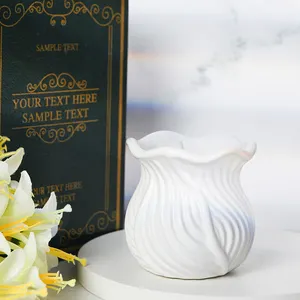 Aspire vendita calda portacandele ceramica personalizzata senza smalto candeliere porcellana per la decorazione domestica matrimonio stampa natalizia