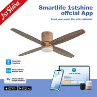 Ventilateur de plafond intelligent 1stshine 52 pouces avec lumière LED, contrôle intelligent, modes été/hiver, application intelligente