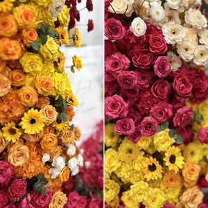 Arrangement floral artificiel dégradé, <span class=keywords><strong>colonne</strong></span> de roses jaunes, oranges et roses, idéal <span class=keywords><strong>pour</strong></span> la décoration de mariage - Product Image 4