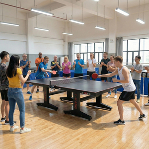 Table de tennis de table pliable en MDF de 25 mm avec design en T breveté et roues rétractables pour les jeux de <span class=keywords><strong>ping</strong></span>-<span class=keywords><strong>pong</strong></span> professionnels en intérieur - Product Image 6
