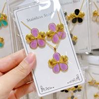 Groothandel RVS Emaille Bloem Vlinder Hart Fruit Schelp Oorbellen Set met bijpassende hanger ketting sieraden voor vrouwen