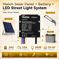 Contrôleur solaire Sukite Precise MPPT Boost 24160 24V 160W 15A avec capteur de lumière intégré pour système solaire hors réseau