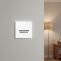 Interruptor de Luz de Pared de Vidrio Templado Universal Blanco Estilo Europeo, 2 Tomas de Corriente de 1 Vía, Resistente al Agua y Duradero