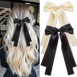Damen doppelte Schleife Band Fransen Pferdeschwanz Haarschnecken Mädchen langer Entenschwanz-<span class=keywords><strong>Clip</strong></span> Großhandel - Product Image 3