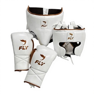 Guantes de Boxeo Personalizados con Logotipo, de Cuero Vacuno Genuino, Color Marrón y Blanco, Ajustables, Transpirables y que Absorben la Humedad - Product Image 1