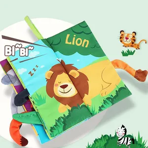 'Hoye אמנות יפה עיצוב תינוק פעילות ספר חיות זנבות תינוק רך צעצועי פופולרי תינוק בד ספר עם צבעים בהירים