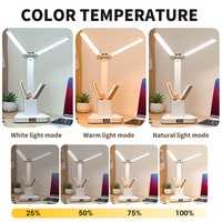 Lampe de bureau LED rechargeable moderne avec contrôle tactile ABS, intensité réglable, chargement USB, pliable, pour lecture scolaire, CRI élevé 80