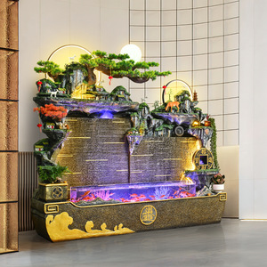Fontaine cascade artificielle Quanfangyuan avec aquarium, décoration paysagère intérieure et extérieure sur pied - Product Image 2