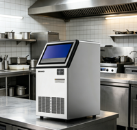 Machine à glaçons commerciale 26,5 kg, refroidissement par air, nettoyage automatique, pompe à eau avec fonction de réservation et de mise sous tension pour les entreprises de restauration