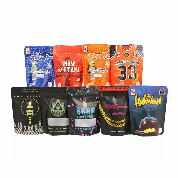 Custom Printed 3.5g Stand Up Resealable Mylar Bags Food Storage Smell Proof bags with Cool Design