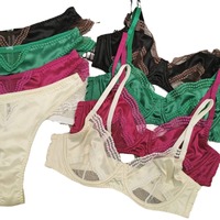 Soutien-gorge pour femmes, satin ultra-fin combiné à de la dentelle, sous-vêtements pour femmes, soutien-gorge à armatures et culottes, lingerie sexy pour femmes