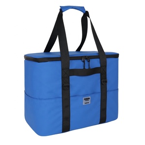 Senda New Fashion Durable Large Capacity Double-Deck Blue Nylon Polyester Thermal Cooler Bag Waterproof Insulated Eco-Friendly - Product Image 3